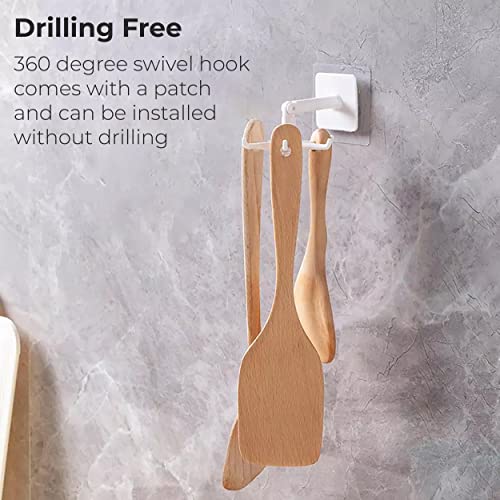 MAPPERZ Adhesive Stronger Plastic Wall Hangers 360 Degree Folding Hooks for Hanging Robe, Coat, Bags, Lights, Calendars,Towel, Keys, Oil-Proof Heavy-Duty for Bathroom Kitchen