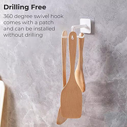 MAPPERZ Adhesive Stronger Plastic Wall Hangers 360 Degree Folding Hooks for Hanging Robe, Coat, Bags, Lights, Calendars,Towel, Keys, Oil-Proof Heavy-Duty for Bathroom Kitchen