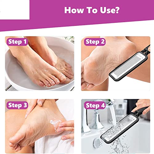 MAPPERZ Stainless Steel Callus Remover Tool Foot Filer Heel Scrubber Foot Scrubber for Dead Skin / Foot Exfoliating Scrubber Cleaner File, Pedicure Foot File (Black)