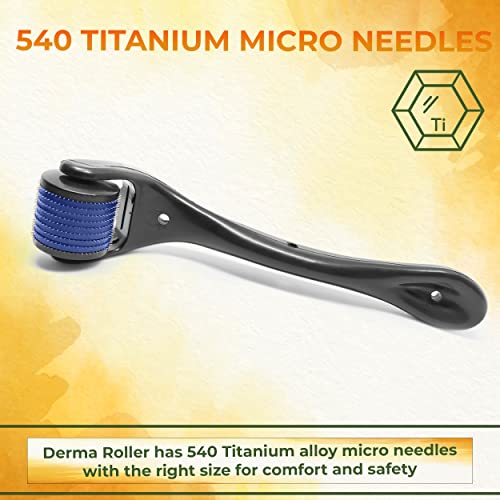 MAPPERZ derma roller 0.5mm for hair regrowth, needle roller hair growth with 540 Titanium micro needles for Scalp, Face & Beardm, 100% Pure Mustard Hair Oil for Hair Growth & Reduces Hair Fall, 100ml