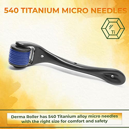 MAPPERZ derma roller 0.5mm for hair regrowth, needle roller hair growth with 540 Titanium micro needles for Scalp, Face & Beardm, 100% Pure Mustard Hair Oil for Hair Growth & Reduces Hair Fall, 100ml