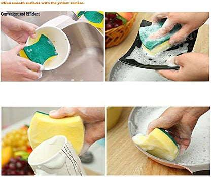 MAPPERZ Multipurpose Scrub pad with Sponge Pad/ 2 in 1 Cleaning Scrubber Dish/Utensil/Tiles/Washbasin - Green and Yellow