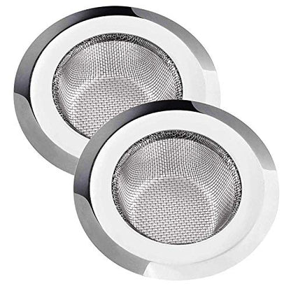 MAPPERZ Non Stick Stainless Steel Sink Strainer Kitchen Drain Basin Basket Filter Stopper Jali with Large Wide Rim, Rust Free, Heavy Duty, Anti Clogging, Food Catcher for Most Sink Drains, Pack of 2