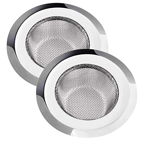MAPPERZ Non Stick Stainless Steel Sink Strainer Kitchen Drain Basin Basket Filter Stopper Jali with Large Wide Rim, Rust Free, Heavy Duty, Anti Clogging, Food Catcher for Most Sink Drains, Pack of 2