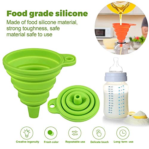 MAPPERZ Heat Resistant Collapsible Silicone Funnel Foldable Hopper for Oil Liquid Kitchen Bathroom Foldable Kitchen Funnels Hopper for Water Bottle Liquid Powder Transfer Silicone Funnel (pc1)