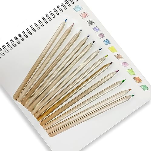 MAPPERZ Wooden Pencil Set Box with 12 Different Crayon Vibrant Ruler Colour Pencils with Soft Core 2 Scales with Centimeters and Inches 1 Sharpener for Architect Artist Kids Designer Case