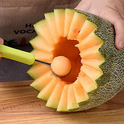MAPPERZ Fruite Baller Scoop Set,Professional 4 in 1 Stainless Steel Watermelon Cutter Fruit Carving Tools Set,Fruit Scooper Seed Remover Watermelon Knife for Dig Pulp Separator Fruit Slicer, 1 Set