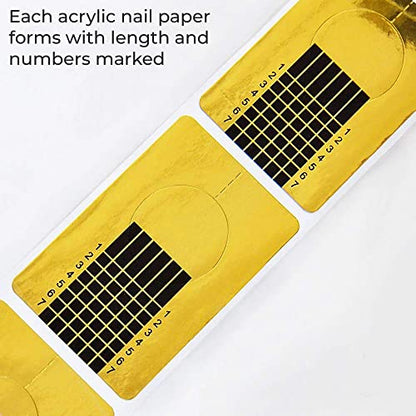 MAPPERZ Nail Forms, Golden Horseshoe Nail Extension Tips, Thick Paper Forms for Acrylic Nails Art, Gel Nail Extension Forms Guide Stickers, For Gel Nail Building, Nail Art Accessories, Pack Of 50