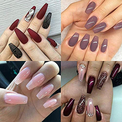 MAPPERZ Acrylic Artificial Nails Set/Women Professional Fake 100 False Nail - White