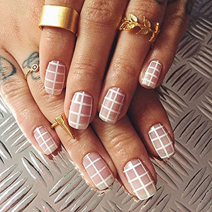 Mapperz DIY French Tip Guide Manicure Nail Art Decorations Plaid Form Fringe Sticker Stencil (Pack of 2)