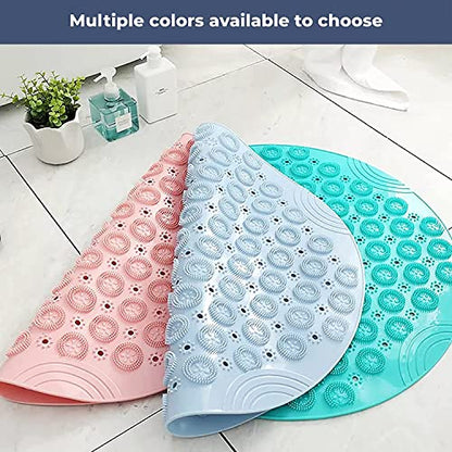 MAPPERZ Round Shower Mat, Feet Massager Textured Grip Anti-Slip Standing Up Shower Mat with Foot Scrubber Bath Mat with Drain Holes- (22 x 22 inches, Multicolor)