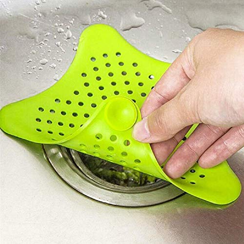 Mapperz Star Kitchen Sink and Bathroom Drain Filter | Hair Catcher | Hair Stopper Bath Plug Plunger | Sink Filter Coater | Shower Drain Covers | (Multicolour, 2 pcs)