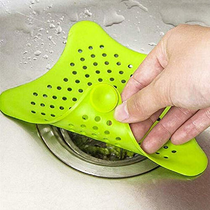 Mapperz Star Kitchen Sink and Bathroom Drain Filter | Hair Catcher | Hair Stopper Bath Plug Plunger | Sink Filter Coater | Shower Drain Covers | (Multicolour, 2 pcs)