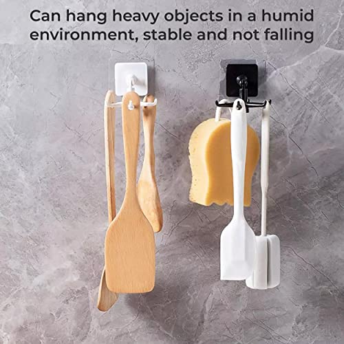 MAPPERZ Adhesive Stronger Plastic Wall Hangers 360 Degree Folding Hooks for Hanging Robe, Coat, Bags, Lights, Calendars,Towel, Keys, Oil-Proof Heavy-Duty for Bathroom Kitchen