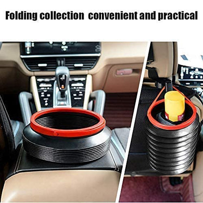 MAPPERZ Car Dustbin Trash Can, Foldable, Collapsible Pop Up Mini Waste Bin, Garbage Organizer with Hanging Strap for Car, Van, SUV, Truck, Home, Black Color, pack of 1