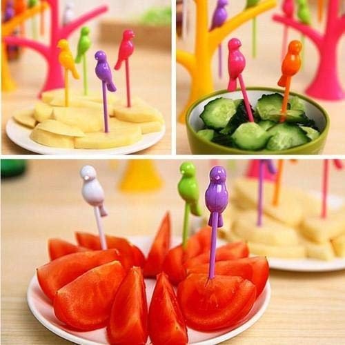 MAPPERZ Fancy Bird Fork/Attractive on Table and Ideal Fork for Eating Fruits/Tree Shape Holder Stand - Pack of 1