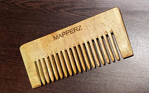 Mapperz hair comb | Handmade pure Neem Wood Hair Comb Anti-Dandruff Shampoo Comb Organic Pure Neem Wood Comb Wide Teeth, Brown for Men and women
