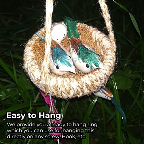 MAPPERZ Artificial PVC Mini 5 Birds with Hanging Nest for Home, Lawn, Garden, Party Decoration Accessories Pack of 1