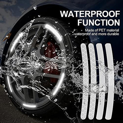 MAPPERZ 20pcs 3D Reflective Wheel Tire Rim Stripe Sticker for Car Motorcycle Cycling Bike Bicycle Night Safety Stripe Universal Anti-Scratch Reflective Rim Stickers -