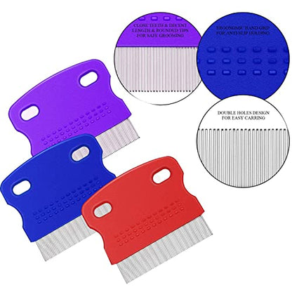 MAPPERZ Lice Comb with Metal Teeth/Nit Lice Egg Removal Stainless Steel Metal/Nit and Egg Remover - Multicolor