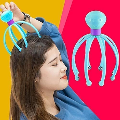 MAPPERZ Octopus Shape Manual Head Scalp Massagers for Headache Relief,Scalp Stress Relax/ 8 Roller Balls Prongs Head Massage Scratcher Deep Relaxation/Hair Stimulation - Multicolor