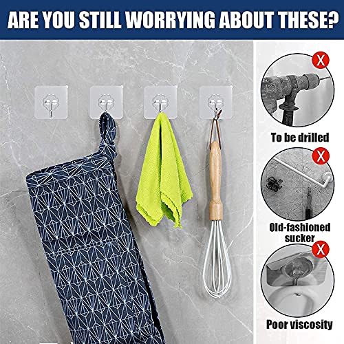 MAPPERZ Self Adhesive Wall Hooks/ Heavy Duty Sticky Hooks for Hanging/ Waterproof Transparent Adhesive Hooks - 10 Kg Max Weight