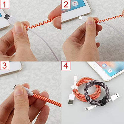 MAPPERZ Cable Protector USB Tube Metal Spiral Protector Spiral for Wire Repair Mobile Phone Charging Cable Earphones (150 CM)