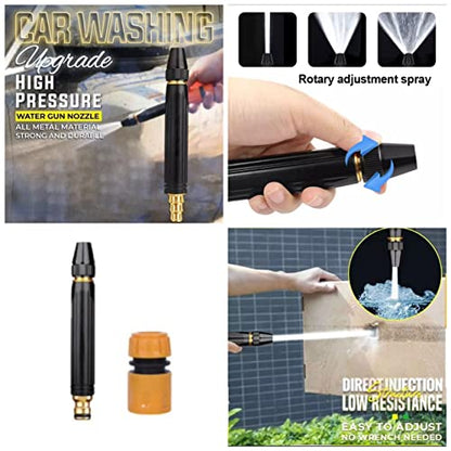 MAPPERZ Copper High Pressure Water Spray Gun, Adjustable Water Pressure Booster Jet Spray Gun, High Pressure, for Bike, Car, Pets, Garden, Floor - Window Cleaning Hose Pipe Spray Water Gun, Pack 1