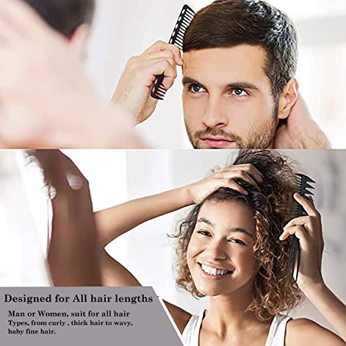 MAPPERZ Professional Multipurpose Hair Comb Set of 6 Pcs, Hairbrush Salon Styling Tools for Hair Cutting and Styling Barber Comb Kit for Men and Women Wet, Dry, Curly and Straight Hair, Black Color