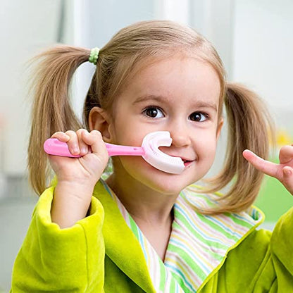 MAPPERZ 6-12 Years Kids U- Shaped Toothbrush/ Food Grade Soft Silicone Brush Head/ 360° Manual Toothbrush Oral Cleaning Tool