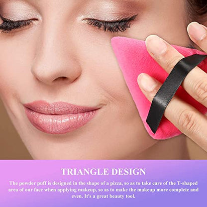 MAPPERZ Powder Puff Face Soft Triangle Makeup Puff for Loose Powder Body Powder, Wedge Shape Velour Cosmetic Sponge for Contouring, Under Eyes and Corners, Beauty Makeup Tools, Small Size, Pack Of 2