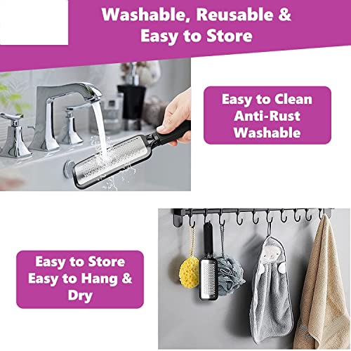 MAPPERZ Stainless Steel Callus Remover Tool Foot Filer Heel Scrubber Foot Scrubber for Dead Skin / Foot Exfoliating Scrubber Cleaner File, Pedicure Foot File (Black)