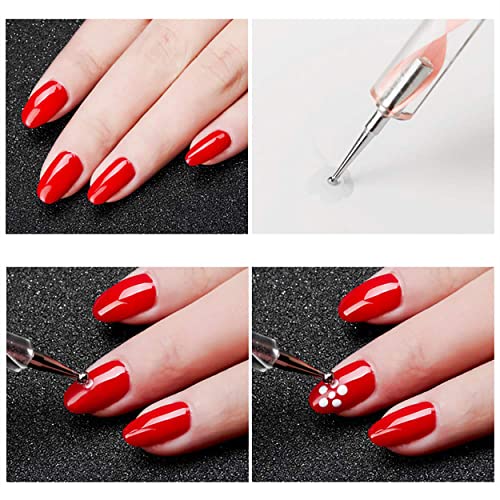 MAPPERZ 15 Pieces Nail Art Brush Set for Detailing, Striping, Blending, Nail Art, 3D-Gel Painting, 1 Set Dotting Pen For Fan and Liner, 5Pcs 2 Way Dotting Pen Tool Set Nail Art Tip, Multicolor