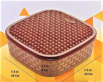 MAPPERZ Plastic Masala Rangoli Box for Keeping Spices Box for Kitchen Stylish Rangoli Dabba Container Multipurpose Masala Dabba 7 Sections Box Set - Brown (Masala Box - 7 in 1)