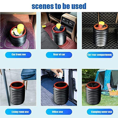 MAPPERZ Car Dustbin Trash Can, Foldable, Collapsible Pop Up Mini Waste Bin, Garbage Organizer with Hanging Strap for Car, Van, SUV, Truck, Home, Black Color, pack of 1