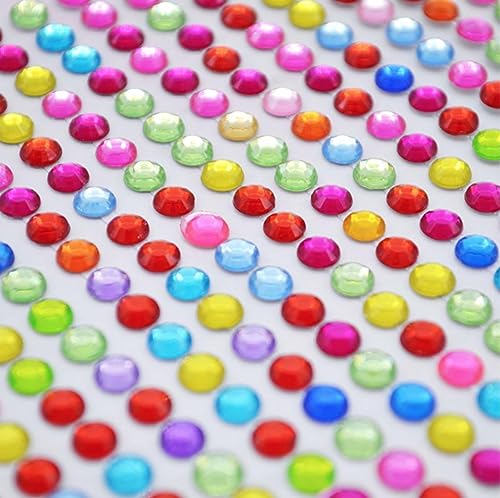 MAPPERZ Crystal Self Adhesive Round Shape Multicolored Shining Stones Crystals Stickers for Art and Craft Jewellery Making Stickers DIY Project Activity Craft Decoration for Cups PC School Activities