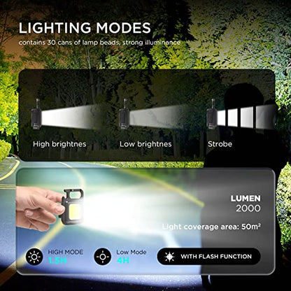 MAPPERZ LED COB Key Chain Flashlight Portable Pocket Light with Folding Bracket Bottle Opener for Camping Walking