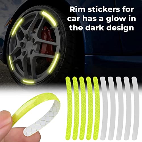 MAPPERZ 20pcs 3D Reflective Wheel Tire Rim Stripe Sticker for Car Motorcycle Cycling Bike Bicycle Night Safety Stripe Universal Anti-Scratch Reflective Rim Stickers -
