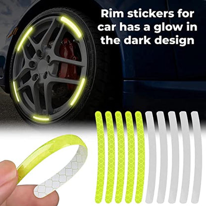 MAPPERZ 20pcs 3D Reflective Wheel Tire Rim Stripe Sticker for Car Motorcycle Cycling Bike Bicycle Night Safety Stripe Universal Anti-Scratch Reflective Rim Stickers -