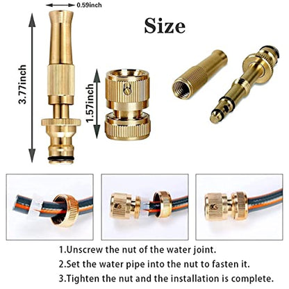 MAPPERZ Pure Brass Water Spray Nozzle with Connector, Adjustable Water Pressure Booster Jet Spray Gun, High Pressure, for Bike, Car, Pets, Garden, Window Cleaning Hose Pipe Spray Water Gun, Pack 1