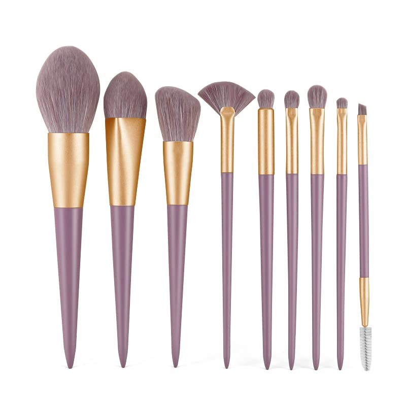 MAPPERZ Premium Synthetic Kabuki Foundation Powder Blush Concealers Contour Eye Shadows Blending Face Powder Foundation 9 Makeup Brushes, Random Color, with Case
