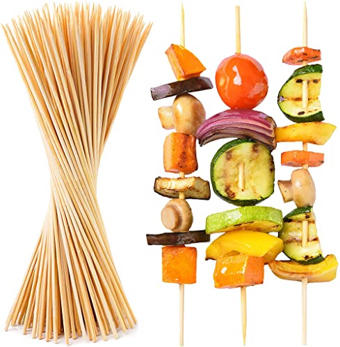 MAPPERZ Bamboo Skewers for BBQ, Appetiser, Fruit, Cocktail, Kabob, Choco Fountain, Grilling, Roaster, Kitchen, Corn, Burger, Sausage, Disposable Craft Wood Garden Sticks, 6 Inch, Pack of 100