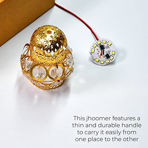 MAPPERZ Golden Metal Hanging Jhoomer Lantern Light, Small Antique LED String Series Fairy Lamp for Home, Balcony, Bedroom, Diwali, Festival Decoration Indian, 200Cm Length, in-Outdoor, PC-1