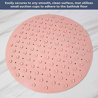 MAPPERZ Shower & Bath Foot Scrubber Mat, Drain Holes & Suction Cups to Keep Floor Clean, Machine Washable Bathroom Accessories, Soft Non-Slip and Extra Large, Massages Feet Without Bending, Pack of 1