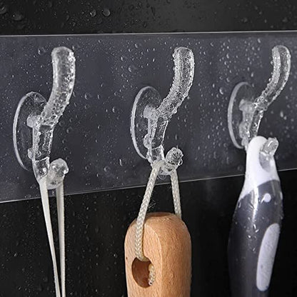 MAPPERZ Adhesive Stronger Plastic Wall Hangers Hooks for Hanging Robe, Coat, Bags, Lights, Calendars,Towel, Keys, Oil-Proof Heavy-Duty for Bathroom Kitchen 6 in 1 Hook Holder Pack of 2