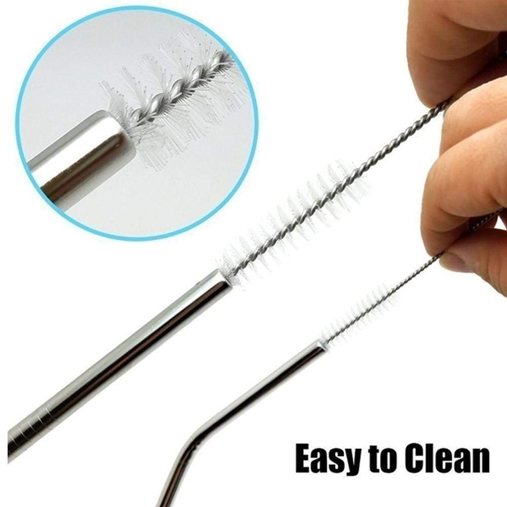 MAPPERZ Eco Friendly Food Grade Reusable Stainless Steel Metal Long Drinking Straws, Fits Simple Modern Tumbler, Dishwasher Safe, Straw Cleaner Brush(4 Straight Straw, 4 Bend Straw, 2 Cleaning Brush)