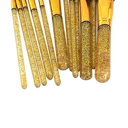 MAPPERZ 12 Pcs. Pro Makeup Shiny Brush Set For Blending Brush Face Powder Blush Concealers Eye Shadows Make Up Brushes with storage box - Shiny Rose Gold