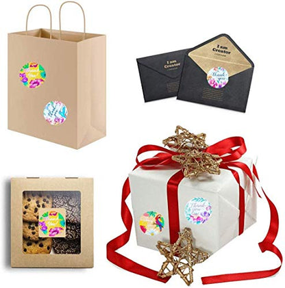 MAPPERZ Thank You Floral Stickers 500 Pcs Floral Paper Reward Stickers Labels Roll for Business Shopping Bags and Gift Bags