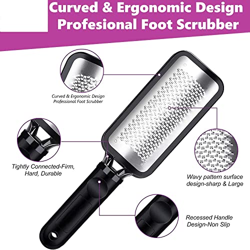MAPPERZ Stainless Steel Callus Remover Tool Foot Filer Heel Scrubber Foot Scrubber for Dead Skin / Foot Exfoliating Scrubber Cleaner File, Pedicure Foot File (Black)