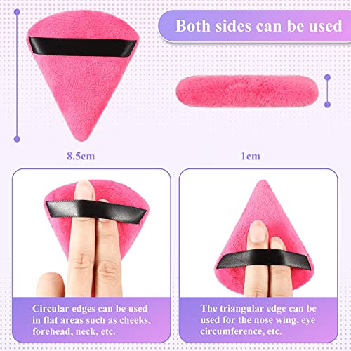 MAPPERZ Powder Puff Face Soft Triangle Makeup Puff for Loose Powder Body Powder, Wedge Shape Velour Cosmetic Sponge for Contouring, Under Eyes and Corners, 1 Small & 1 Medium Size, Pack Of 2